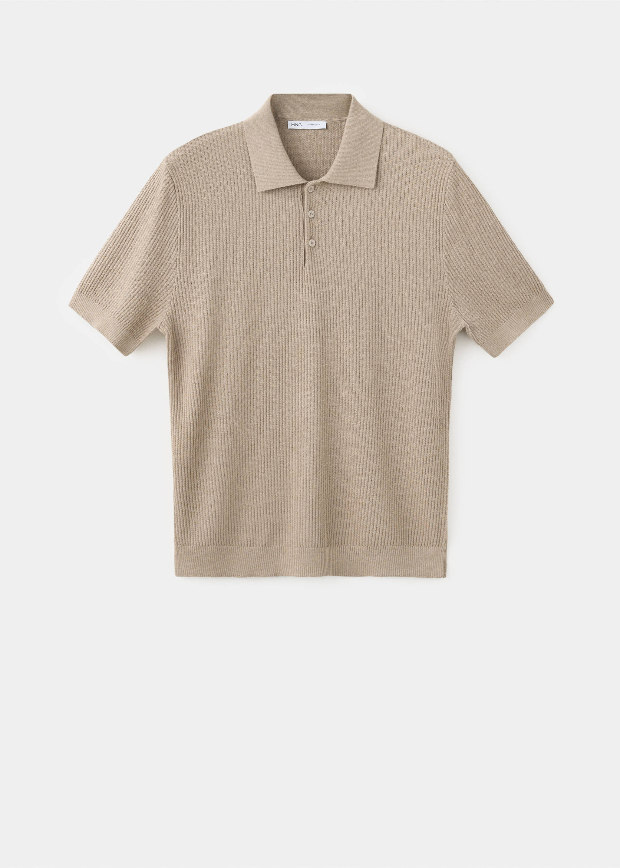 Polo de punto acanalado en color beige de manga corta con cuello clásico., Arena. Ref: 37097770-00.