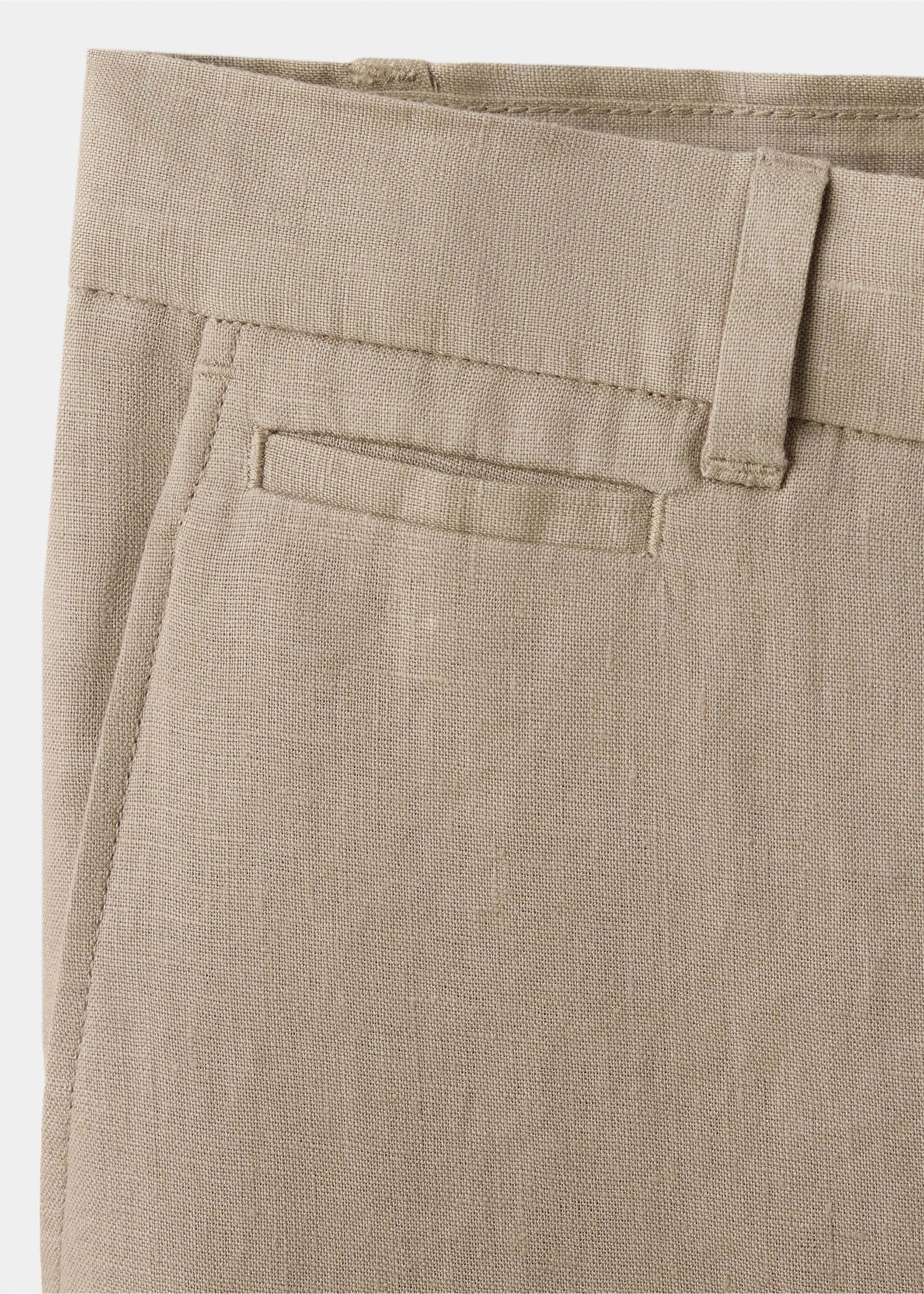 Slim-fit 100% linen trousers - Details of the article 0, Sand. Ref: 37097771-00.