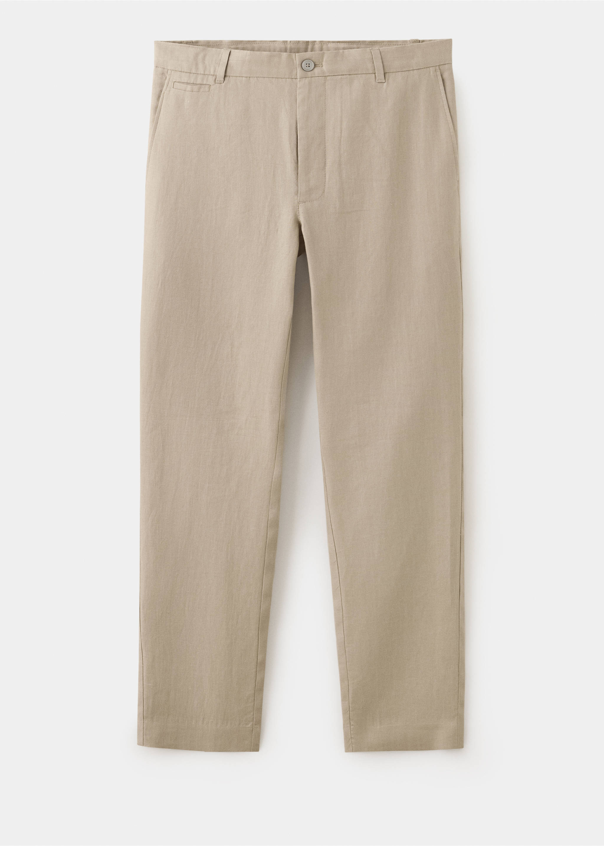 Slim-fit 100% linen trousers - Article without model, Sand. Ref: 37097771-00.