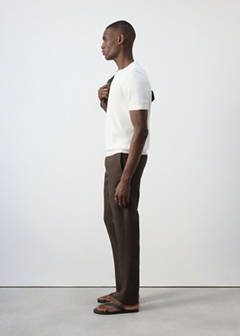 Slim-fit 100% linen trousers — Chocolate 5
