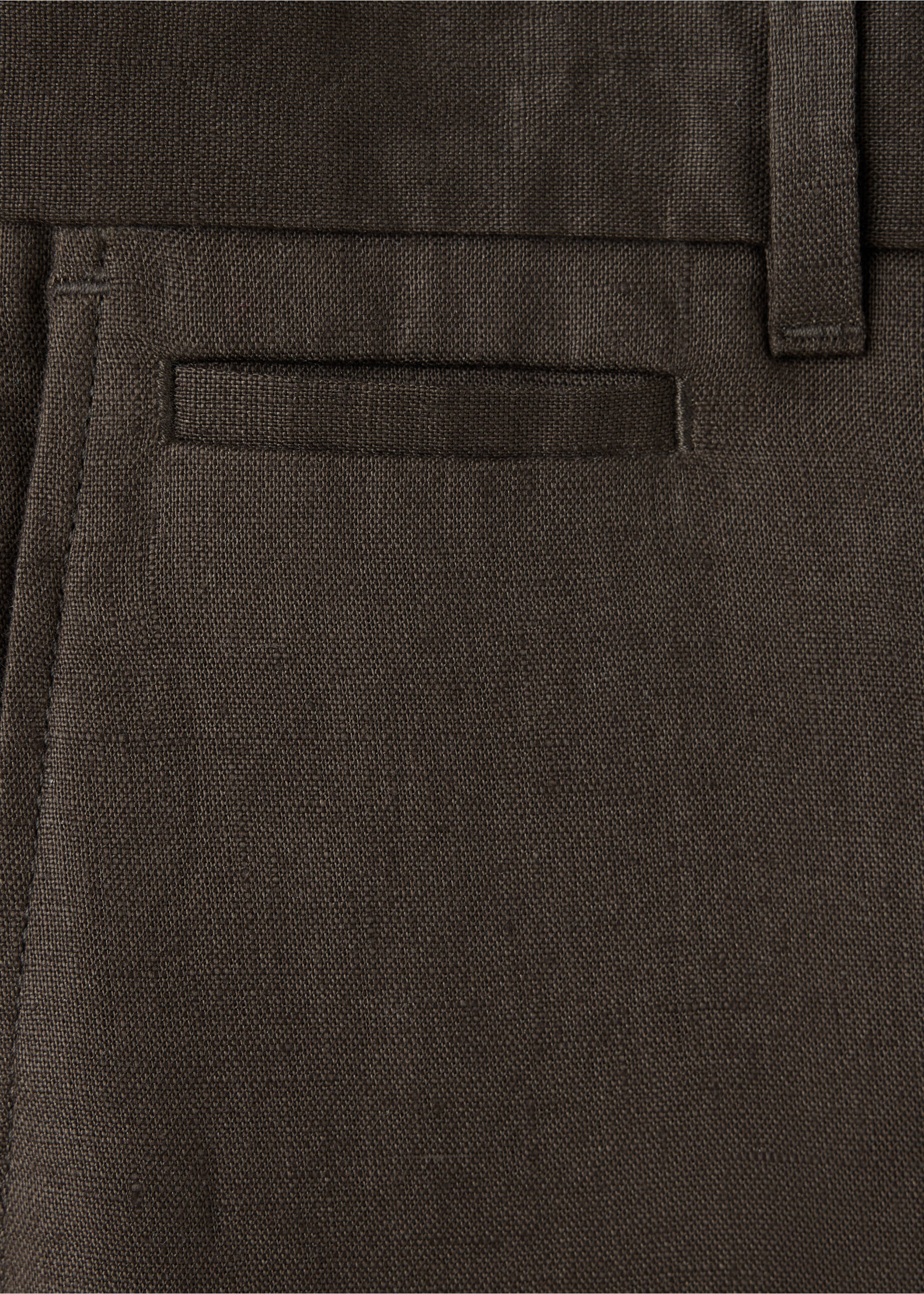 Slim-fit 100% linen trousers - Details of the article 0, Chocolate. Ref: 37097771-00.