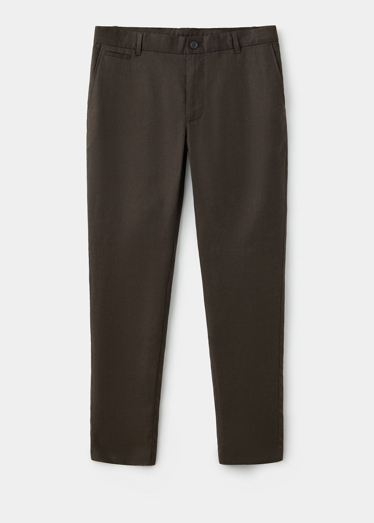 Slim-fit 100% linen trousers — Chocolate