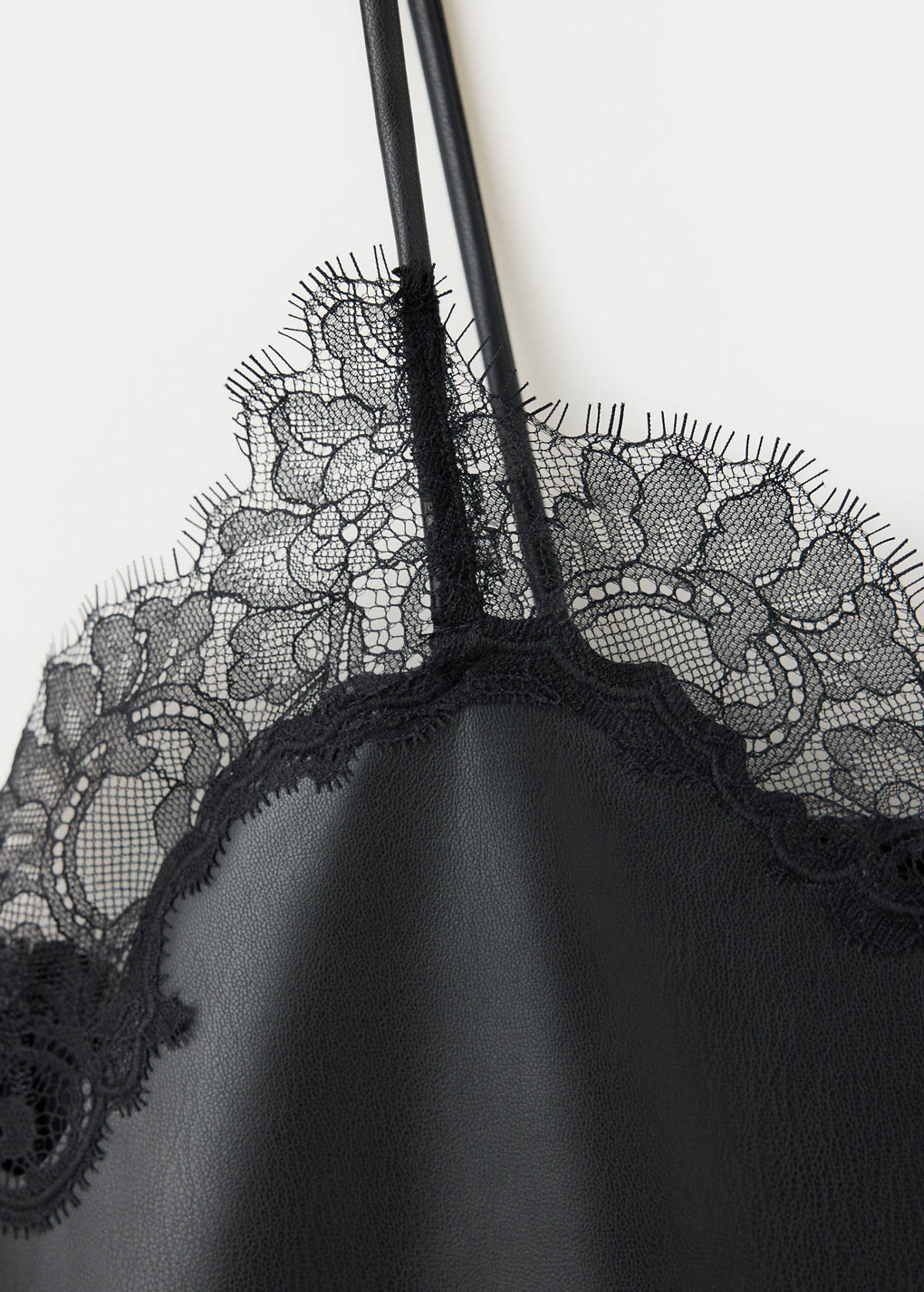 Faux-leather slip dress — Black