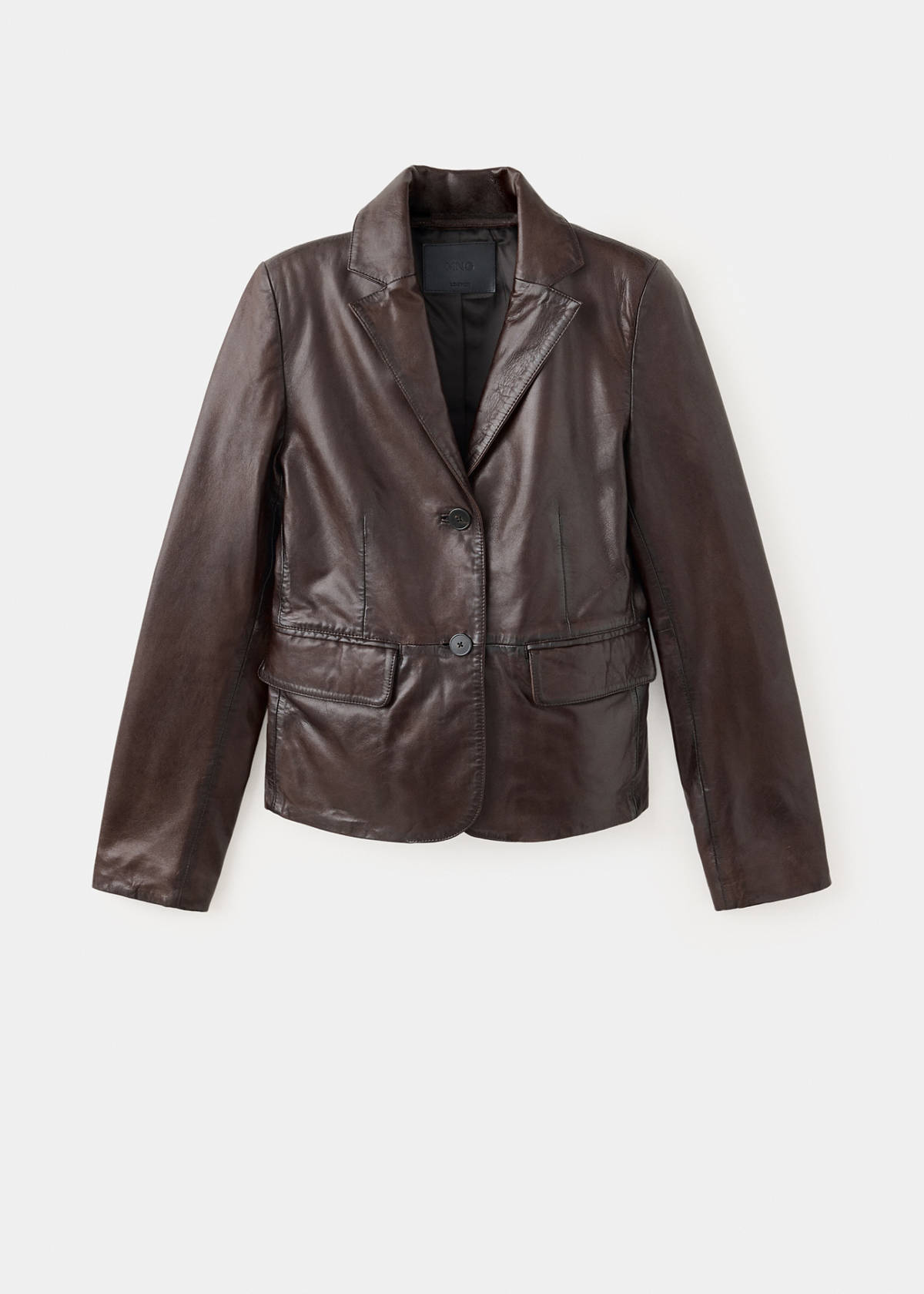 Tumbled leather-effect blazer — Brown