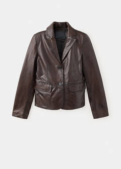 Tumbled leather-effect blazer — Brown 4