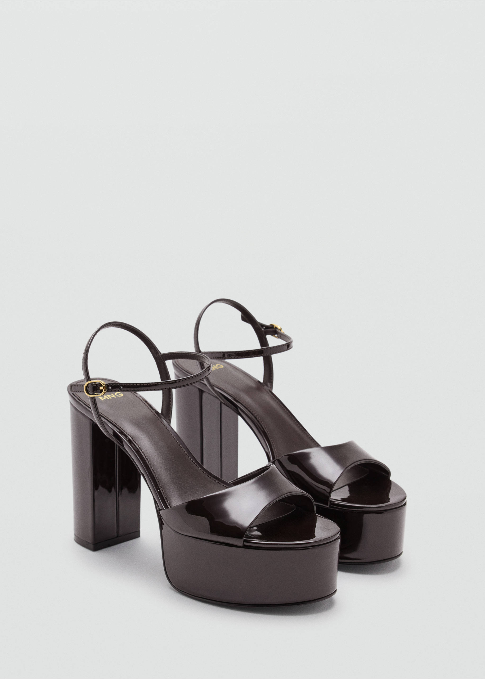 Sandaler i lack med blockklack - Bild av mittparti, Choklad. Ref: 37097776-00.
