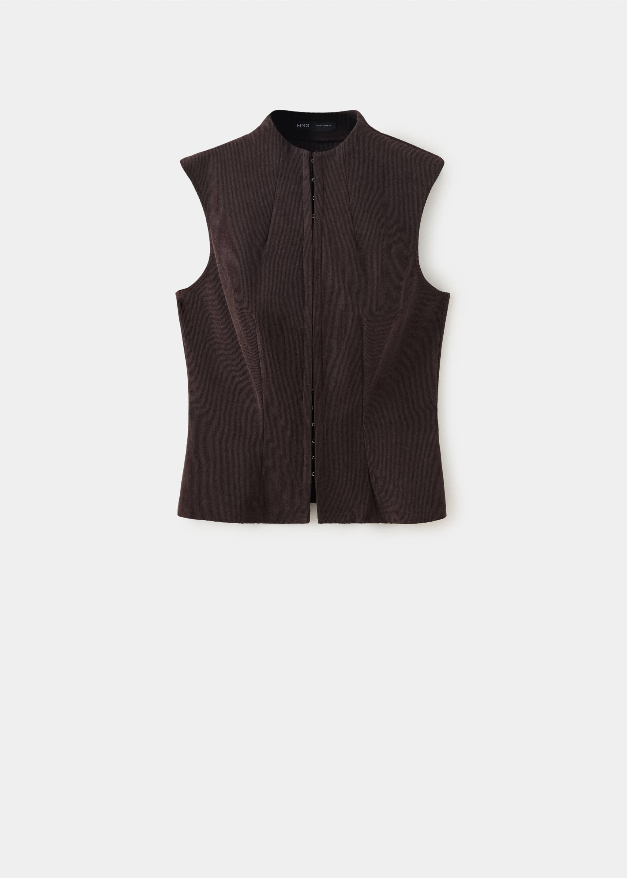 Tailored waistcoat with hook-and-eye fastening - Article without model, Chocolate. Ref: 37097777-00.