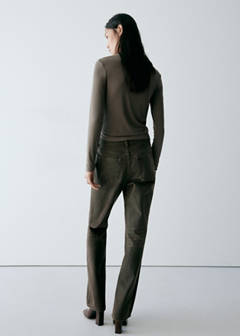 Turtleneck T-shirt — Medium Brown 3