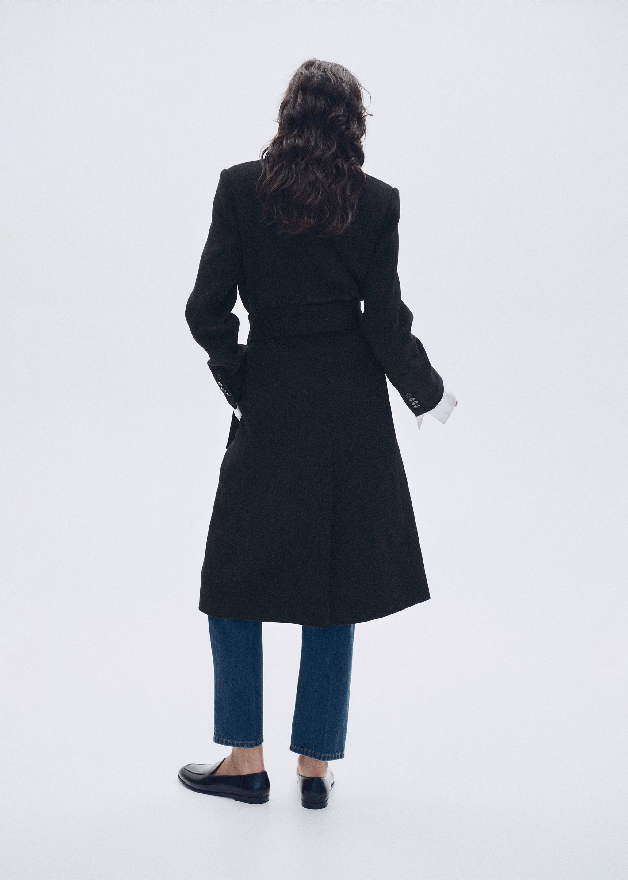 Double-breasted wool-blend coat - Reverse of the article, Black. Ref: 37097786-00.