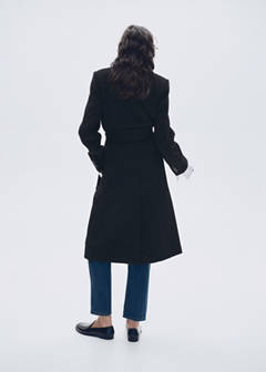 Woollen coat with belt — Black 3
