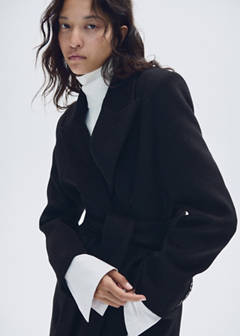 Woollen coat with belt — Black 4