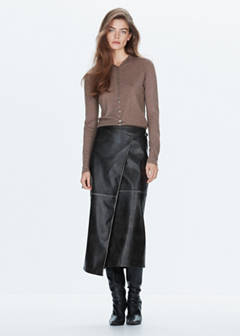 Wrap-over faux leather skirt — Black 2