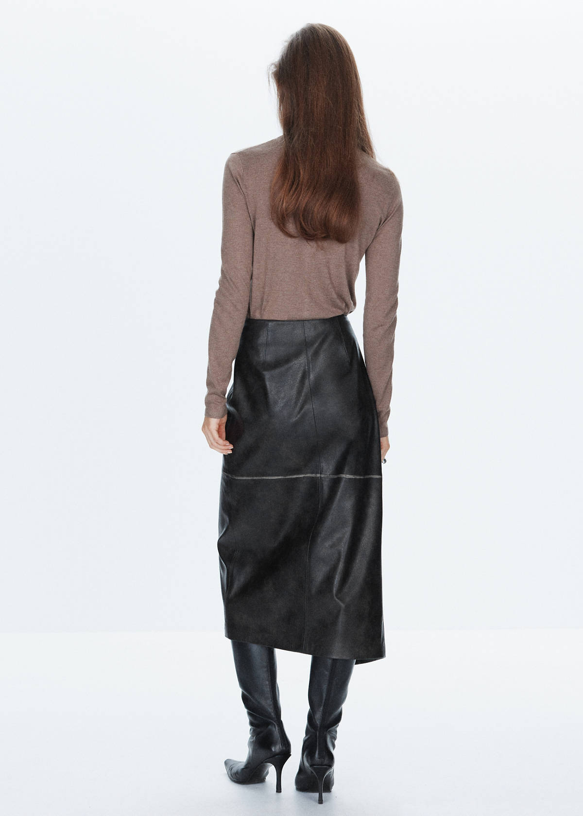 Wrap-over faux leather skirt — Black