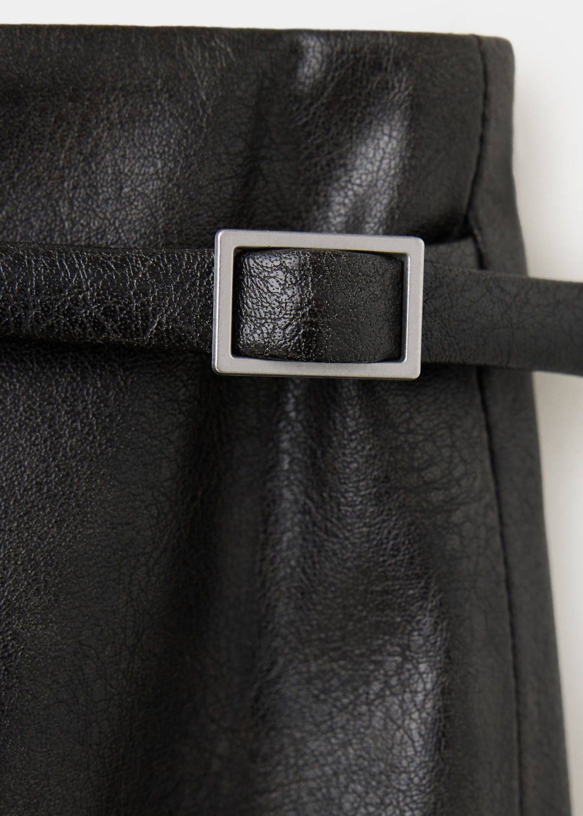 Wrap-over faux leather skirt — Black
