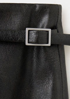 Wrap-over faux leather skirt — Black 6
