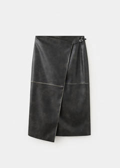 Wrap-over faux leather skirt — Black 5