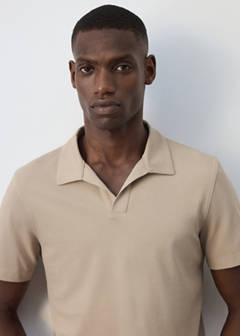 Slim fit cotton blend polo shirt — Sand 4