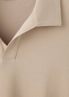 Slim fit cotton blend polo shirt — Sand 7