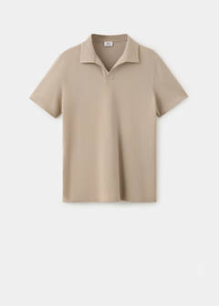 Slim fit cotton blend polo shirt — Sand 6