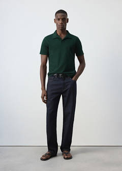 Slim fit cotton blend polo shirt — Dark Green 2