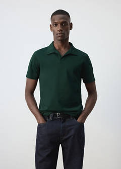 Slim fit cotton blend polo shirt — Dark Green 1