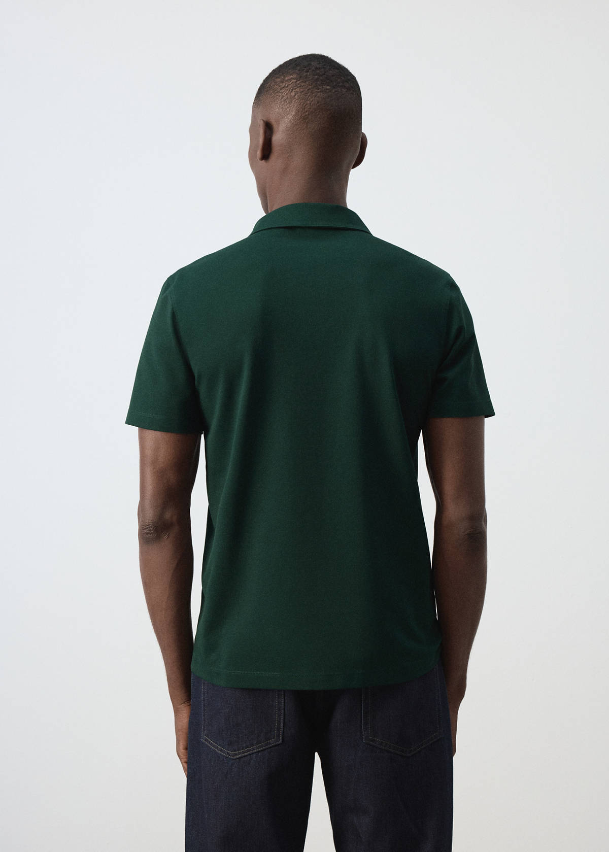 Slim fit cotton blend polo shirt — Dark Green