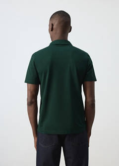 Slim fit cotton blend polo shirt — Dark Green 3