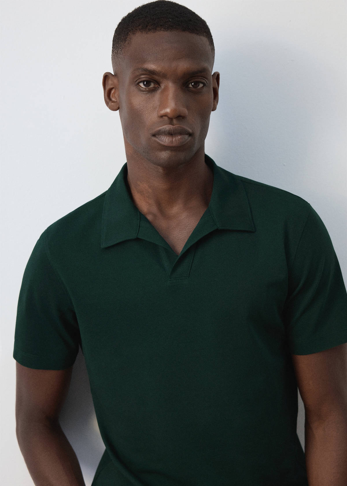 Slim fit cotton blend polo shirt — Dark Green