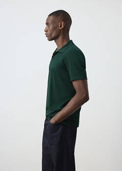 Slim fit cotton blend polo shirt — Dark Green 5