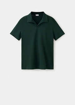 Slim fit cotton blend polo shirt — Dark Green 6