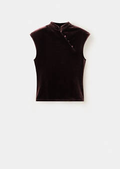 Velvet top with buttons — Wine 4