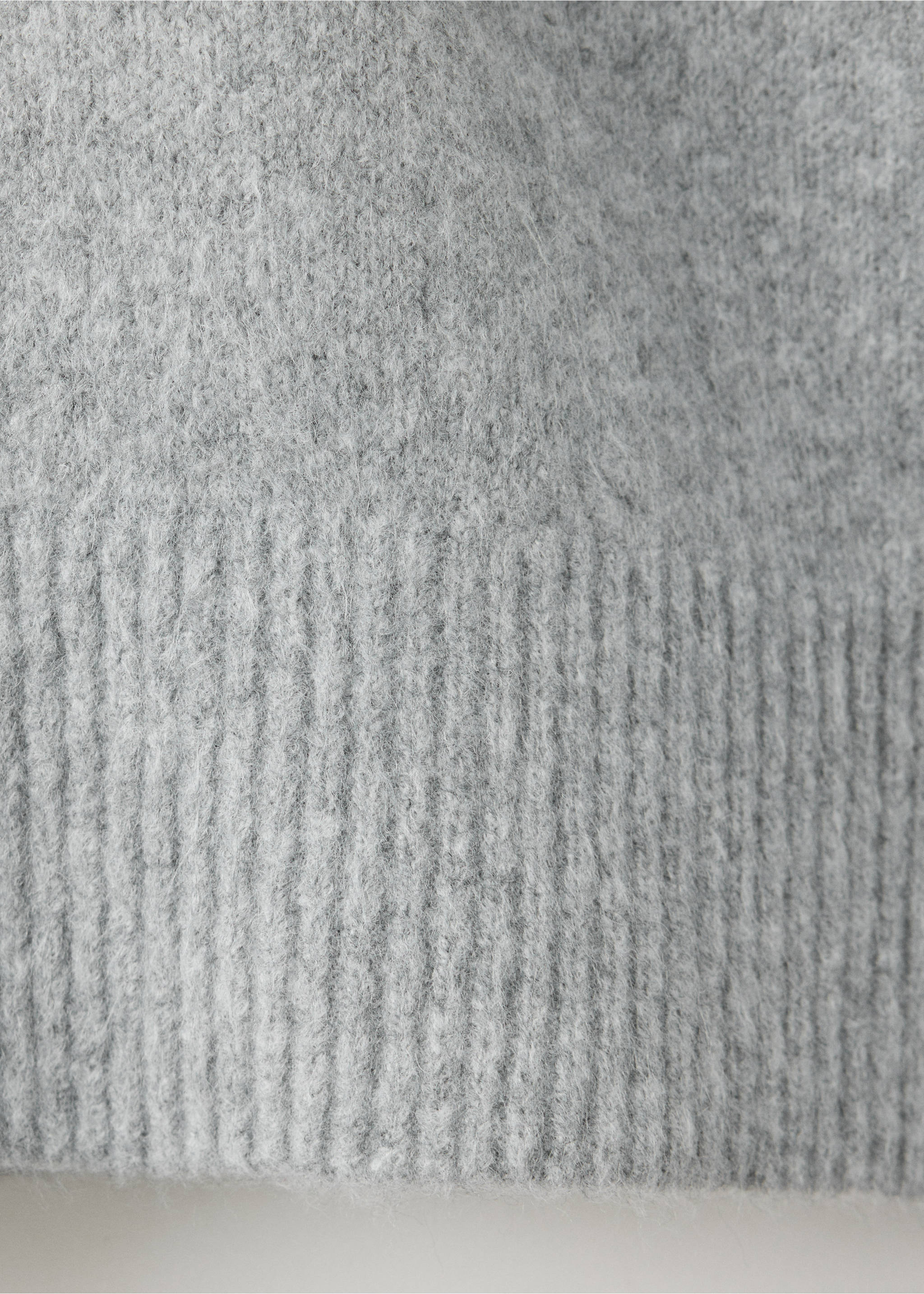 Close-up of grey dress fabric showing soft fuzzy texture and ribbed hem detail., Grey. Ref: 37097796-00.
