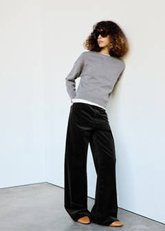 Wide leg corduroy trousers — Black 2