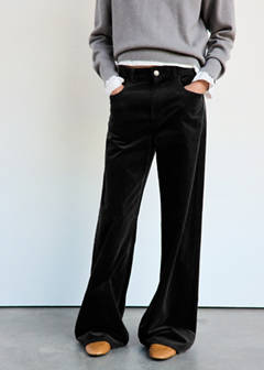 Wide leg corduroy trousers — Black 1