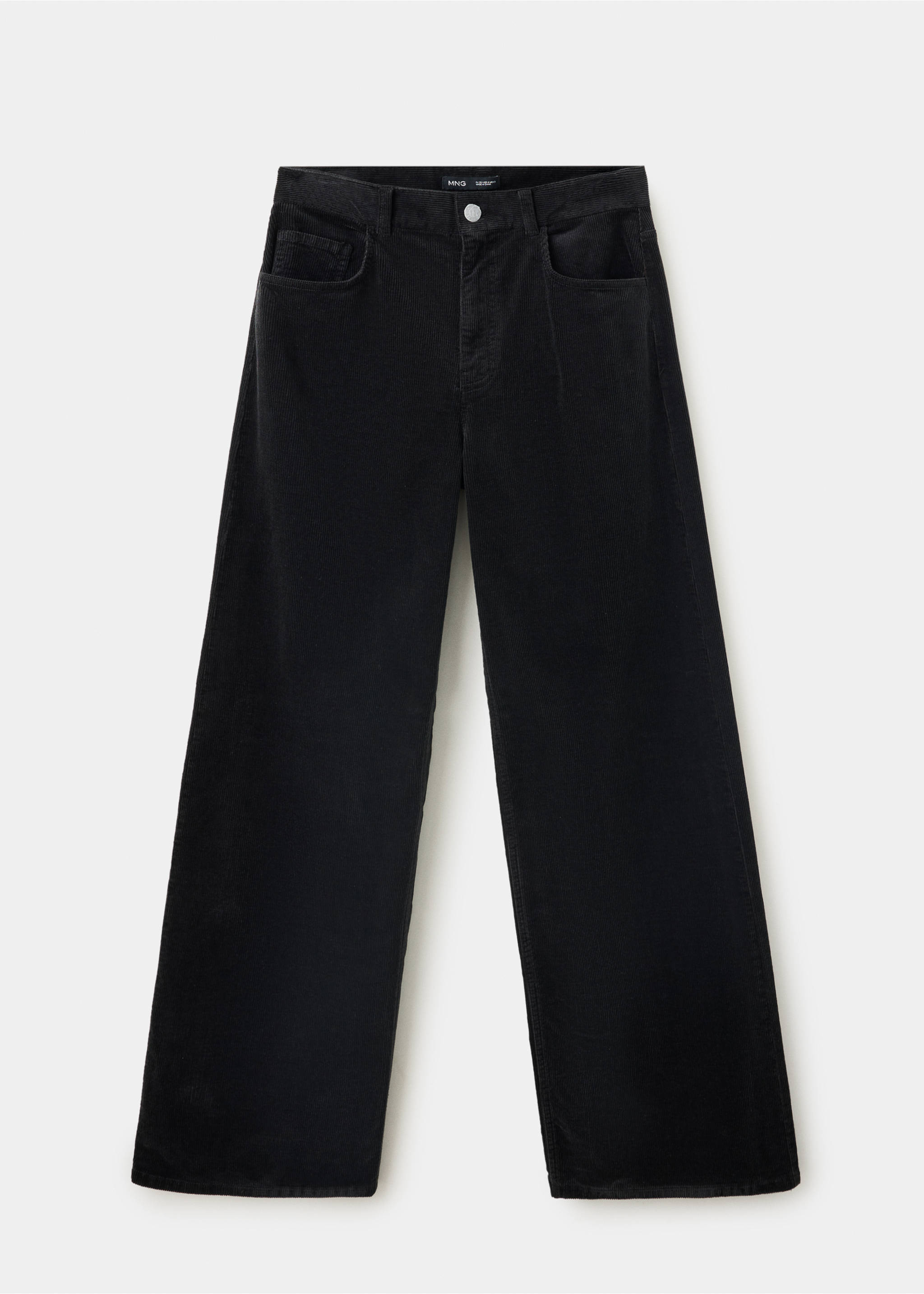 Wide leg corduroy trousers - Article without model, Black. Ref: 37097803-00.