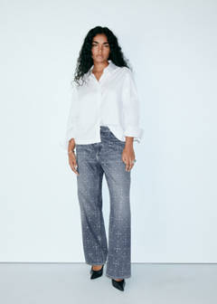 Straight jeans with rhinestone detail — Dark Blue 7