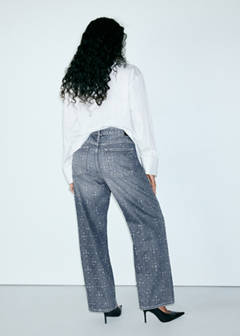 Straight jeans with rhinestone detail — Dark Blue 6