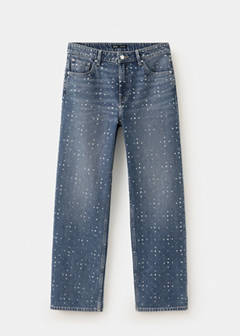 Straight jeans with rhinestone detail — Dark Blue 8