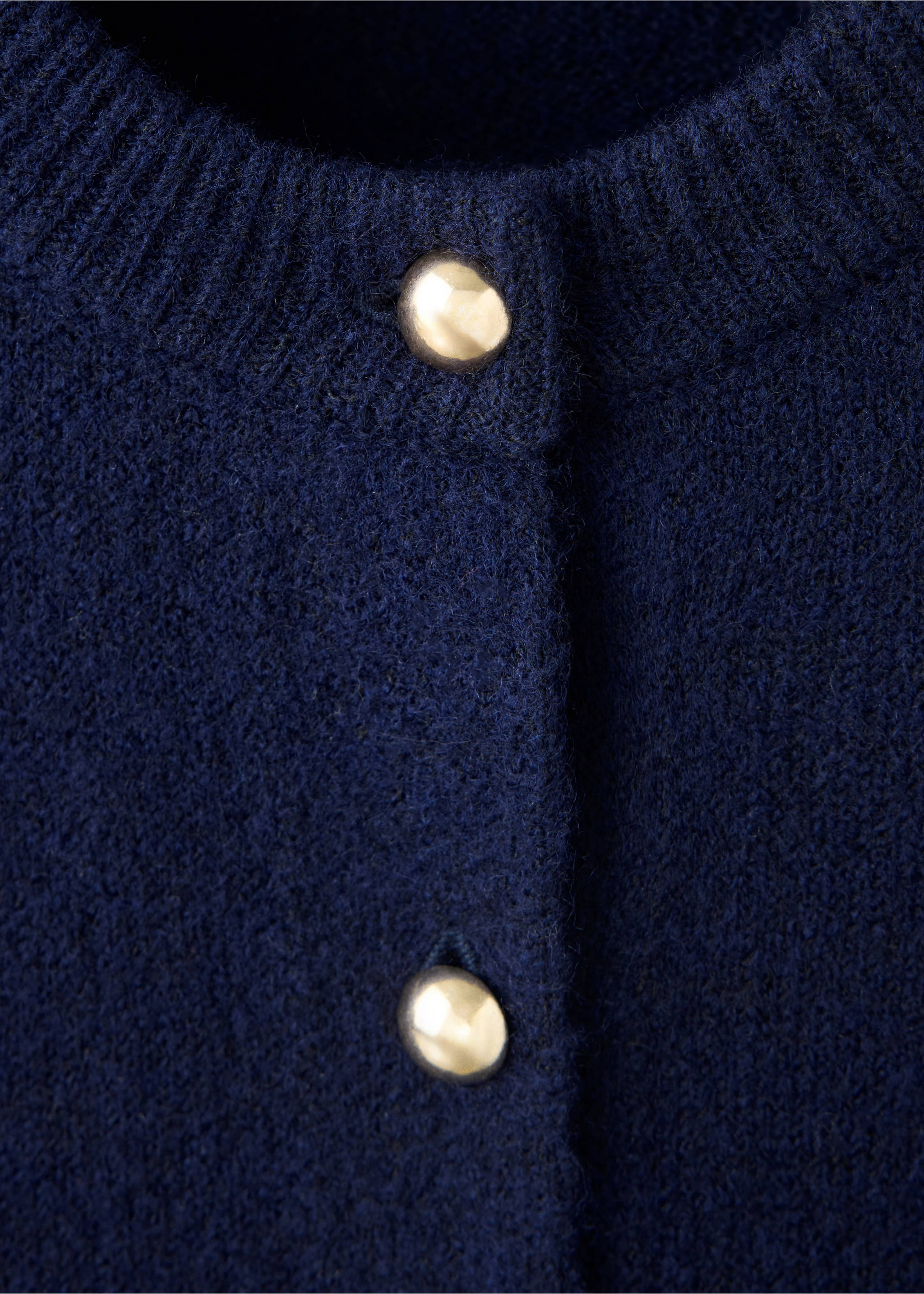 Ribbed knitted cardigan - Details of the article 8, Navy. Ref: 37097809-00.
