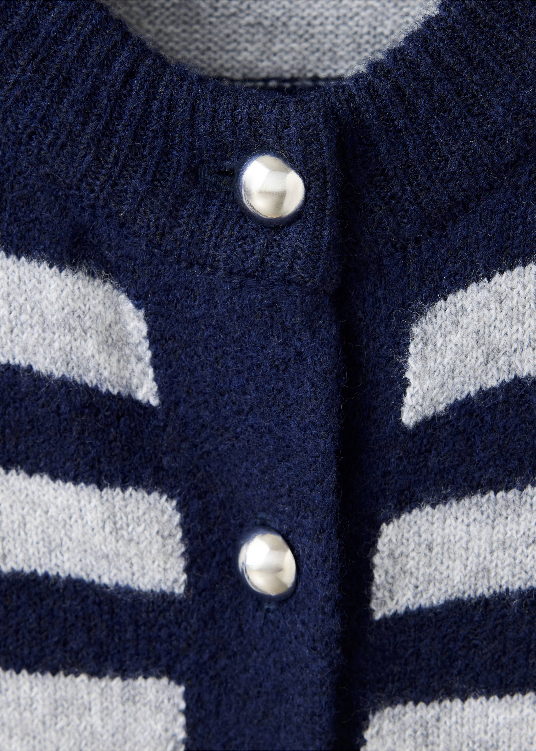Ribbed knitted cardigan - Details of the article 8, Dark Navy. Ref: 37097809-00.