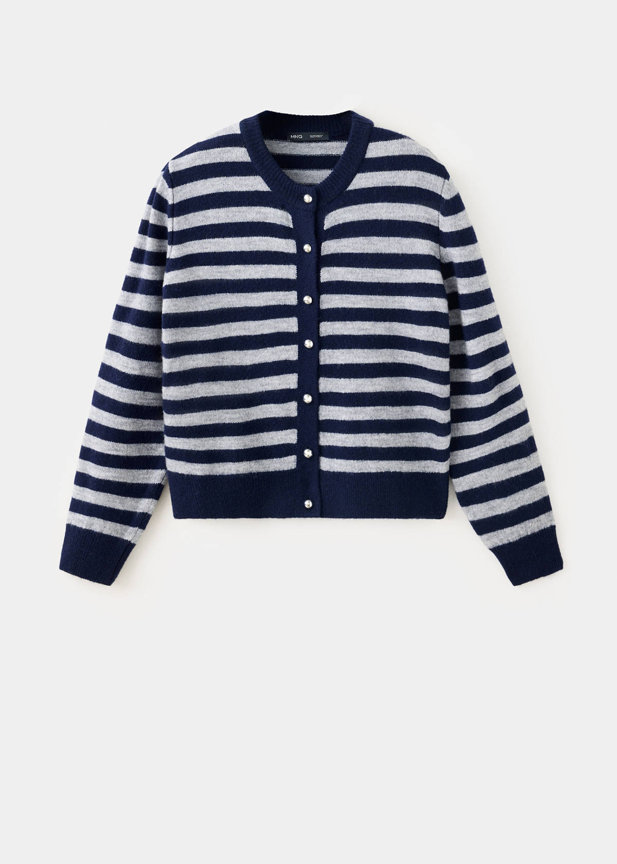 Knitted cardigan with metallic buttons — Dark Navy