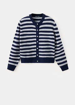 Knitted cardigan with metallic buttons — Dark Navy 5