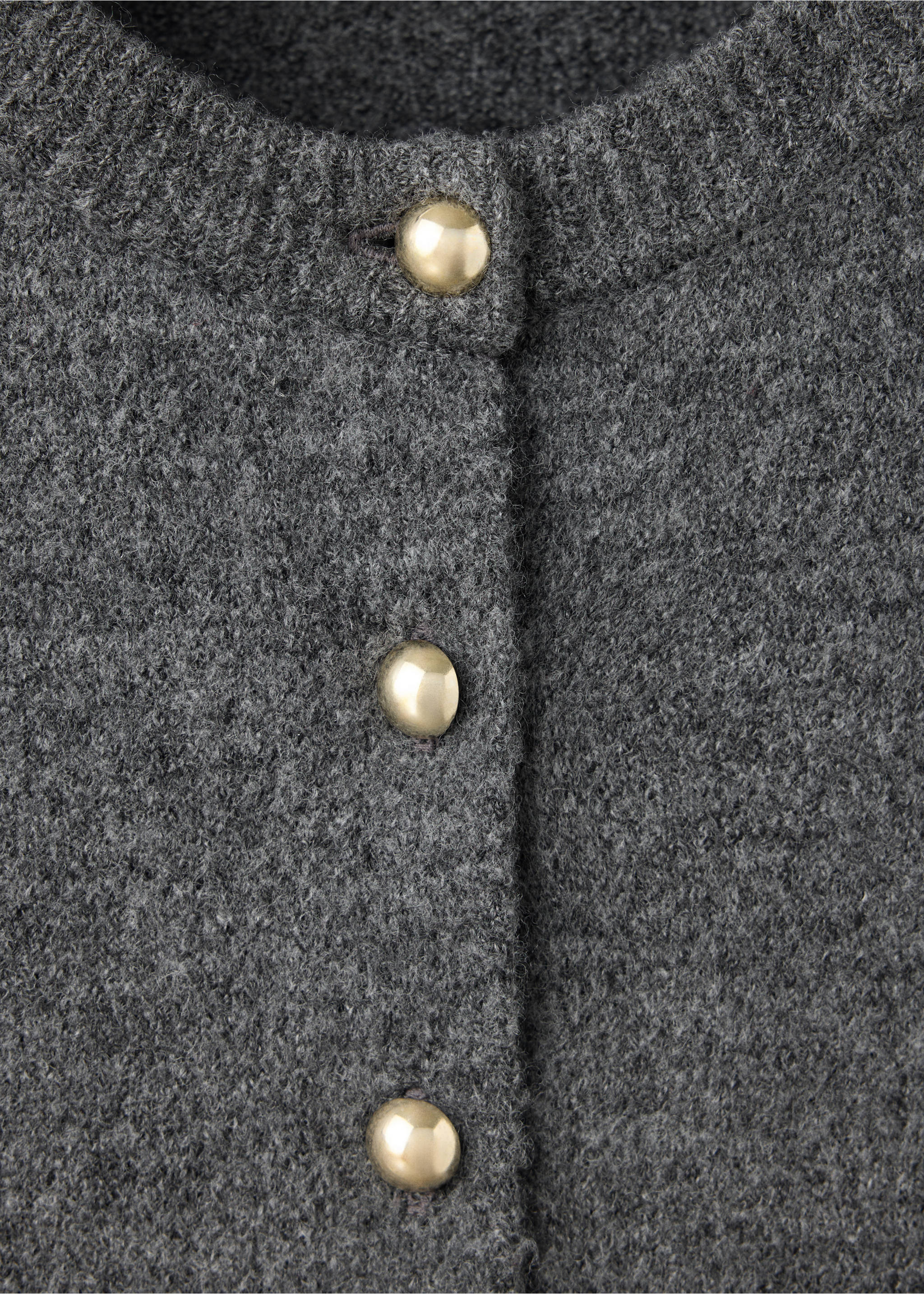 Ribbed knitted cardigan - Details of the article 8, Dark Heather Grey. Ref: 37097809-00.
