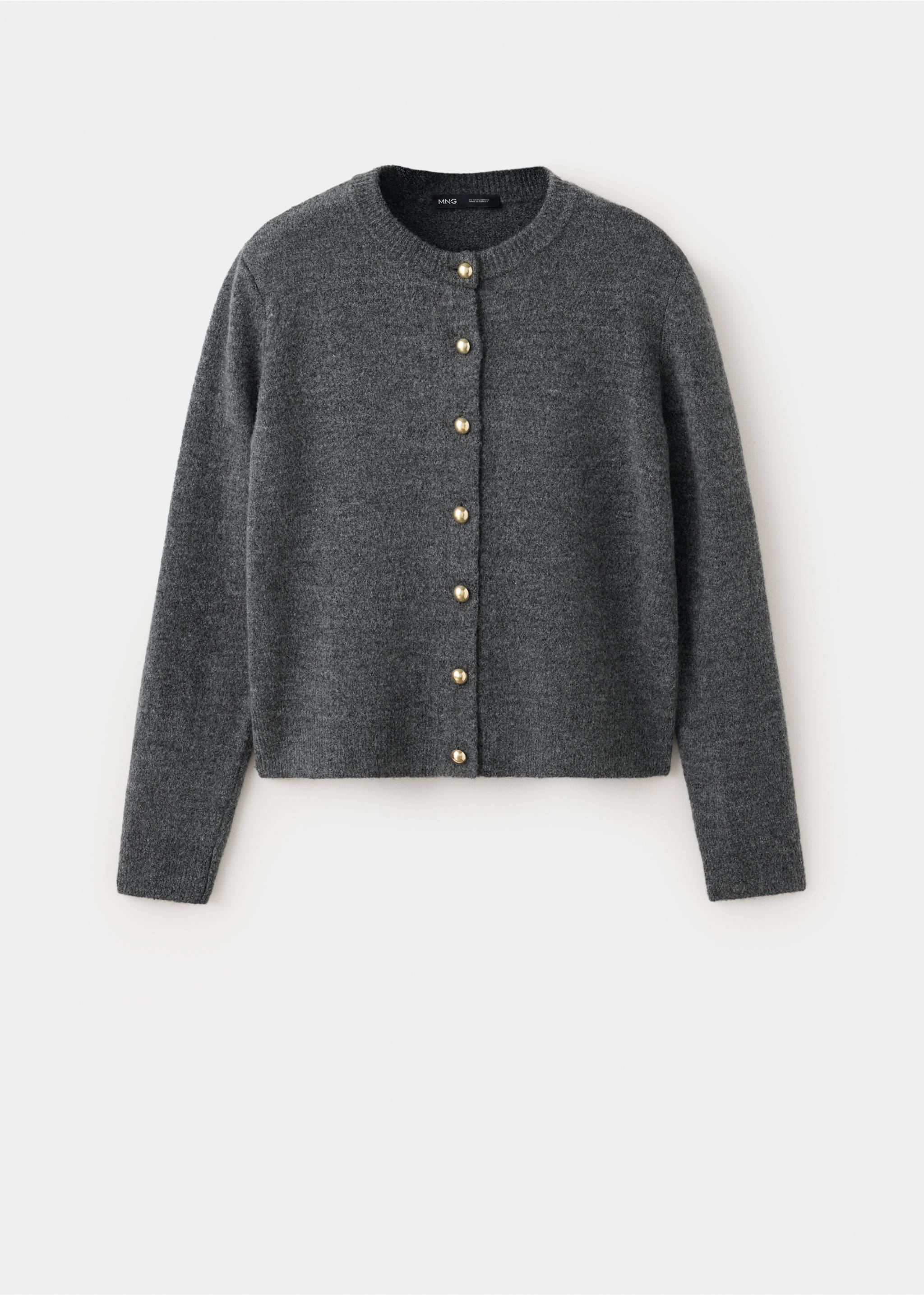 Ribbed knitted cardigan - Article without model, Dark Heather Grey. Ref: 37097809-00.