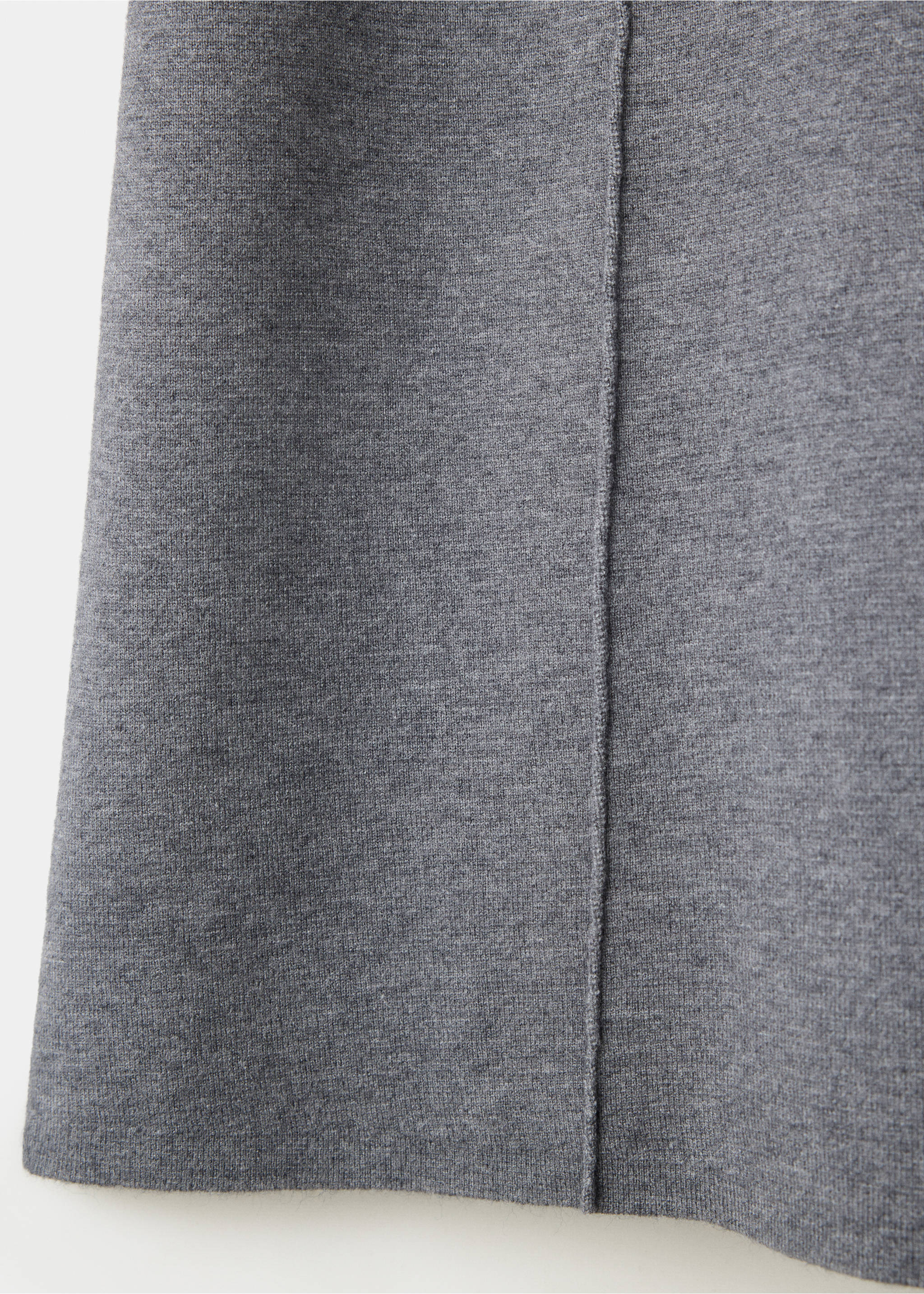 Close-up of grey dress fabric texture with a vertical seam., Medium Heather Grey. Ref: 37097810-00.