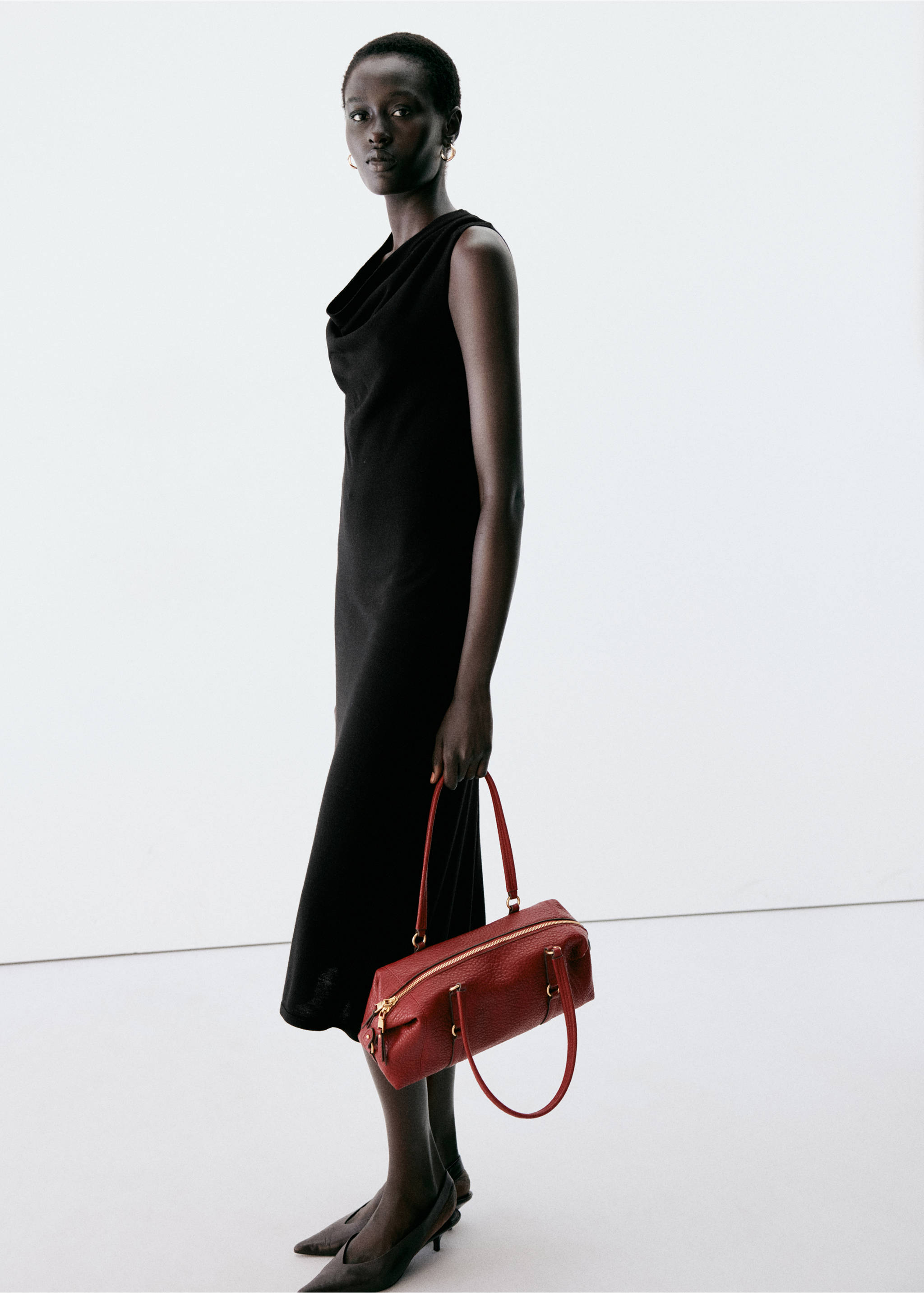 Draped midi-dress - General plane, Black. Ref: 37097811-00.