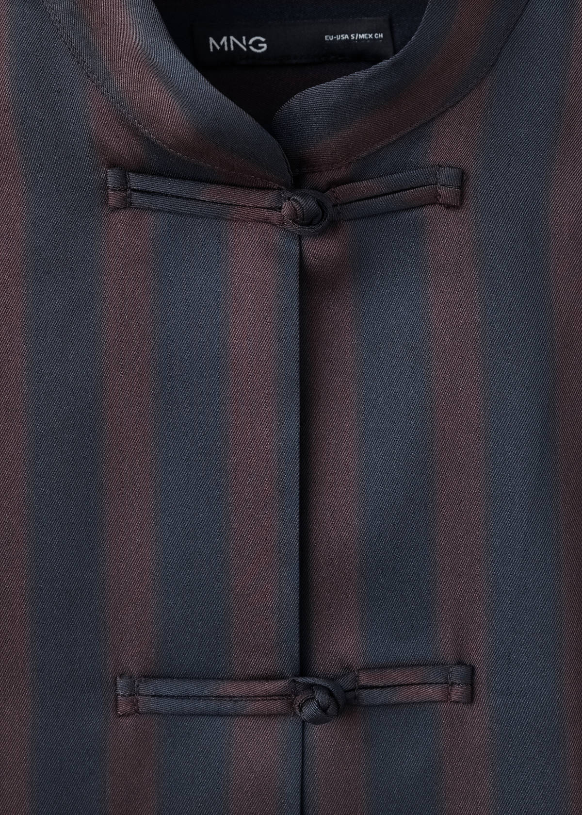 Striped blouse with frogging details — Dark Navy