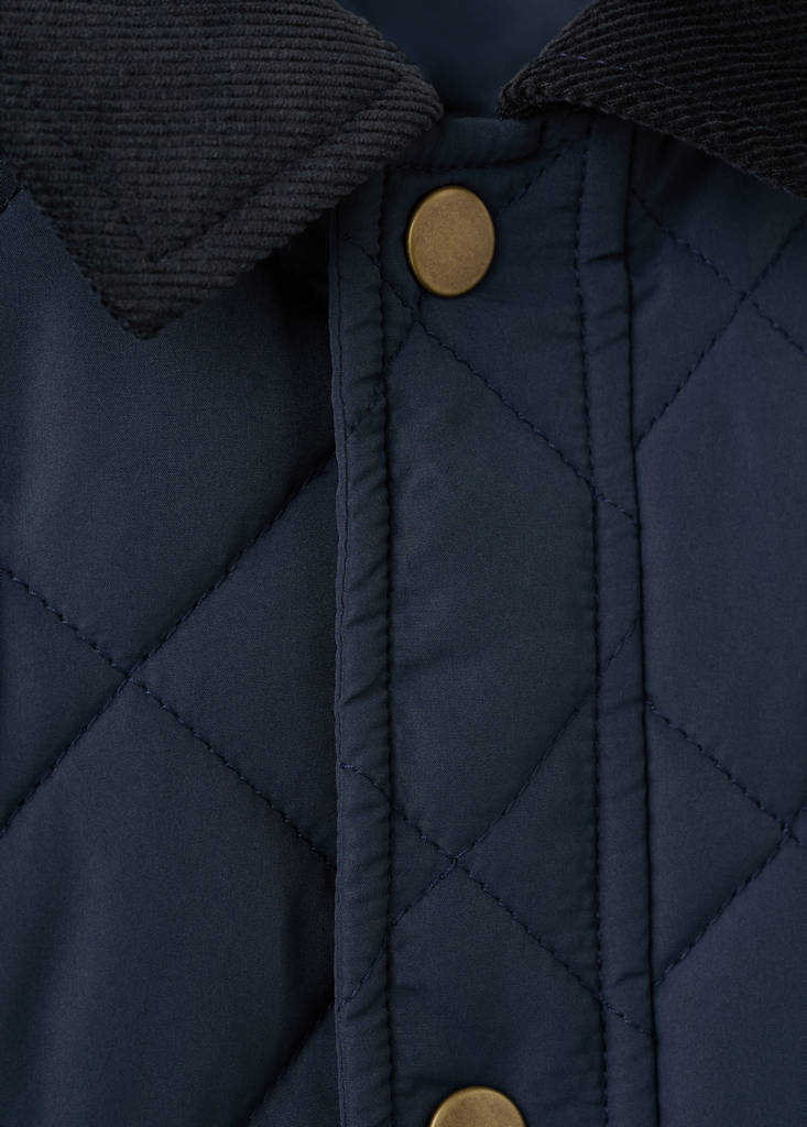 Quilted jacket with corduroy collar — Navy