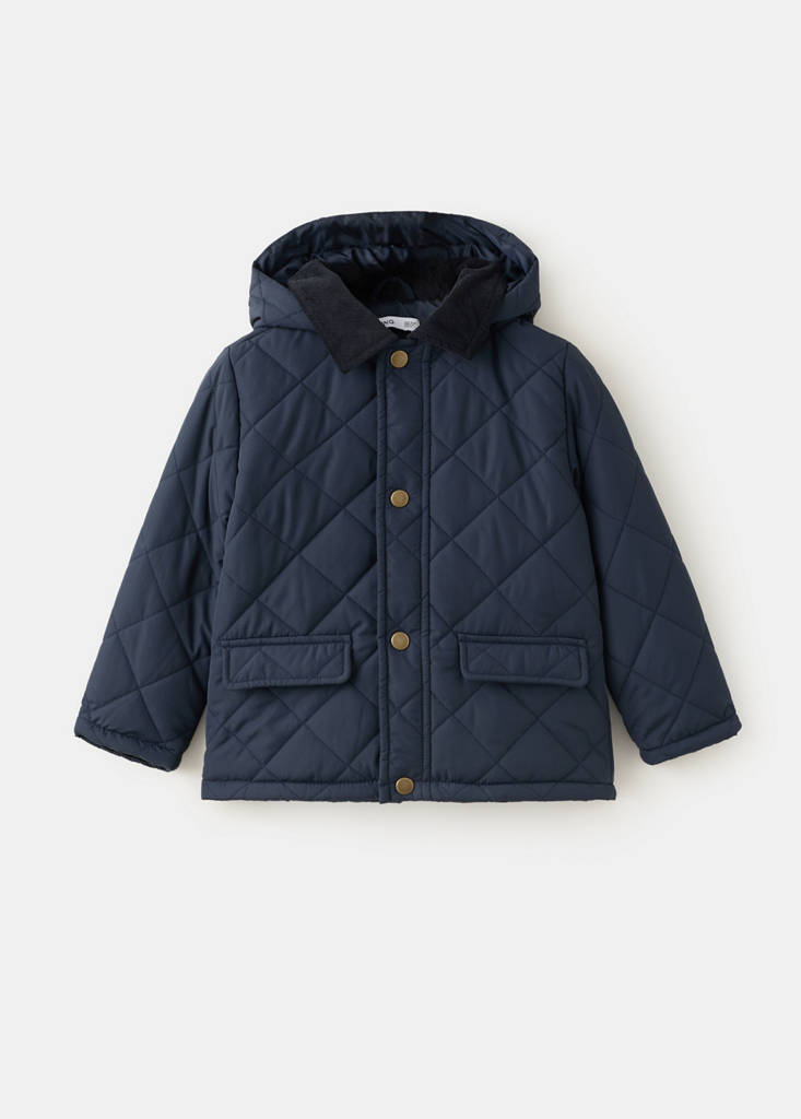 Quilted jacket with corduroy collar — Navy