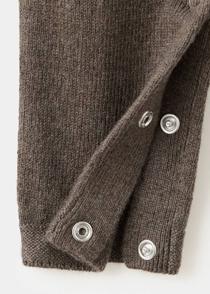 Single-knit button-up jumpsuit — Chocolate